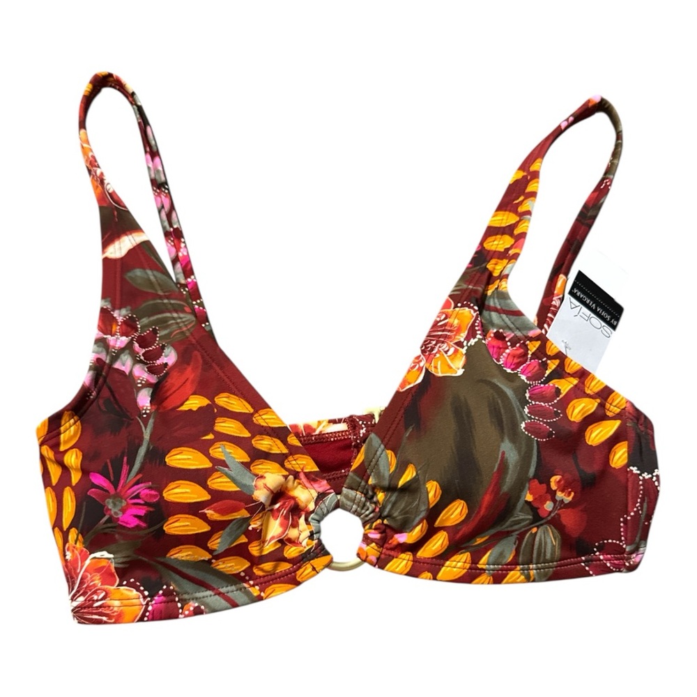 Sofia by Sofia Vergara Floral Bikini Top‎ - Red and Orange